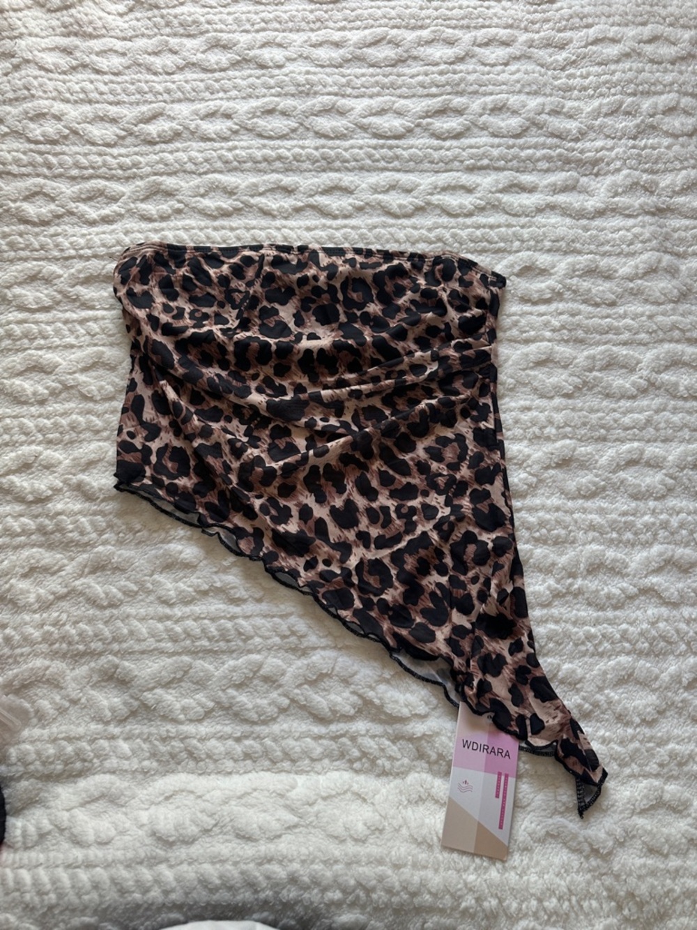 Wdirara Leopard Print Asymmetric Top - Brown & Black